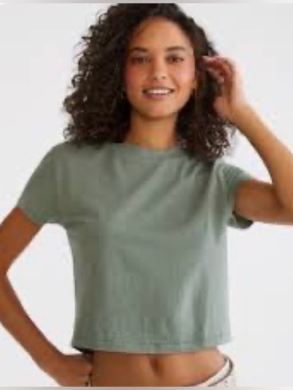 Urban Outfitters Cropped Vintage Tee in Sage Green size Medium